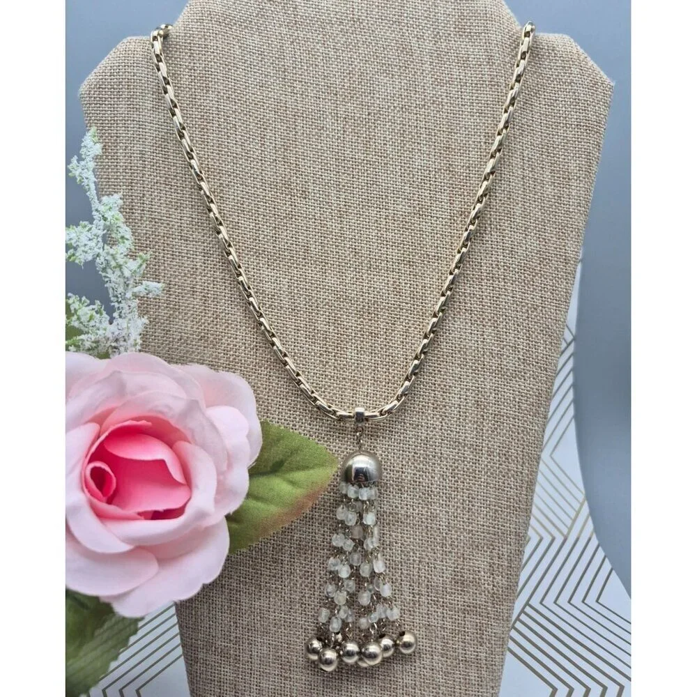 Cute Thick Gold Tone Chain with Dangle Tassel Pendant 24